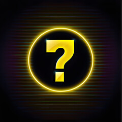 Vivid Yellow Neon Question Mark Icon: Standout Symbol for Inquiries(Generative AI)