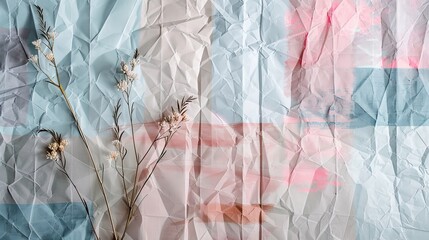 The background is a plaid paper texture, perfect for collages. The banner is a trendy white modern banner with dust and noise. - obrazy, fototapety, plakaty