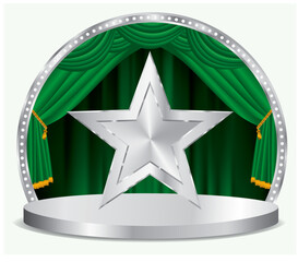 green silver star podium