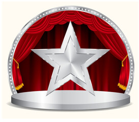 red silver star podium - 764055997