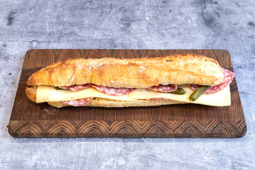 Salami and cheese tasted sandwich - 764056321