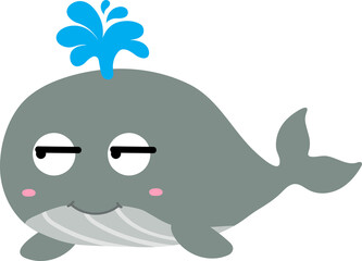 cute whale cartoon, sea animal