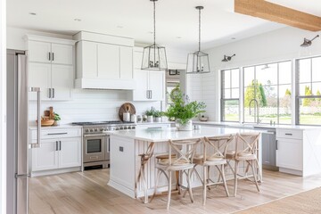 Bright, spacious and modern farmhouse style kitchen.