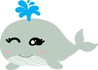 cute whale cartoon, sea animal