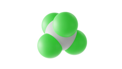 carbon tetrachloride molecule, carbon tet, molecular structure, isolated 3d model van der Waals