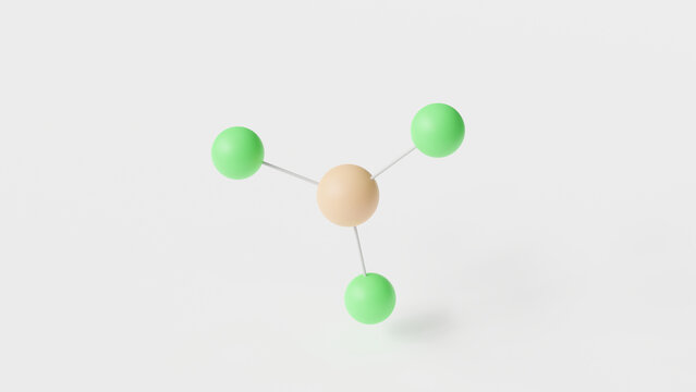 iron(iii) chloride molecule 3d, molecular structure, ball and stick model, structural chemical formula inorganic compound