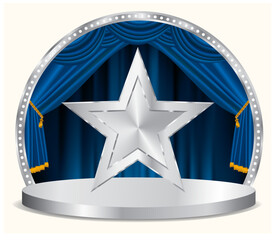 blue silver star podium