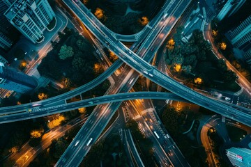 Intricate Highway Interchange Aerial View, Urban Transportation Maze