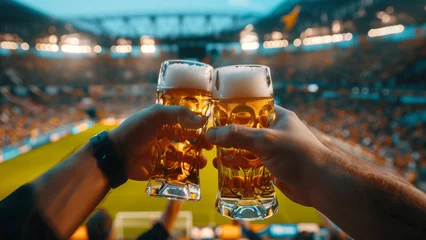 Fototapeten Toasting Beer Glasses at a Soccer Stadium © 대연 김