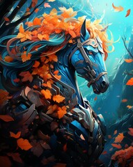 Horse eastern zodiac sign illustration for astrology content and horoscope predictions - obrazy, fototapety, plakaty