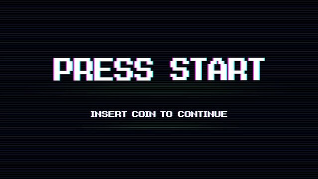 Press start insert coin to continue. Modern trendy game background with lighting effect. 