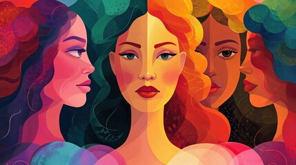 Empowering woman illustration, symbolizing strength, diversity, and individuality


