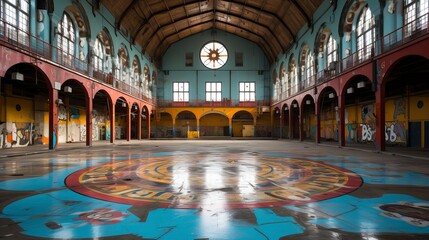 Obraz premium A large church with columns and painting. Interior Design 