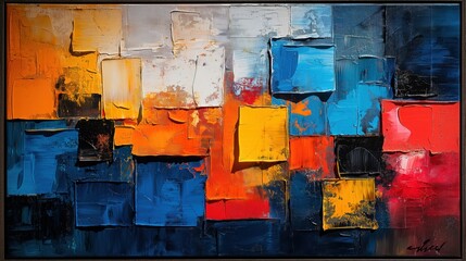Rhythmic Hues of Serenity: Textured Abstract in Orange and Blue