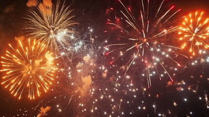 Fototapeta premium Fireworks display against a night sky, capturing the excitement of a festive occasion