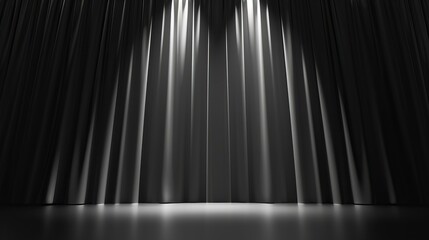 black stage curtain with spotlight, theater illustration design background 