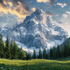 AI-generated majestic and beautiful mountains