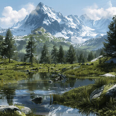 AI-generated majestic and beautiful mountains