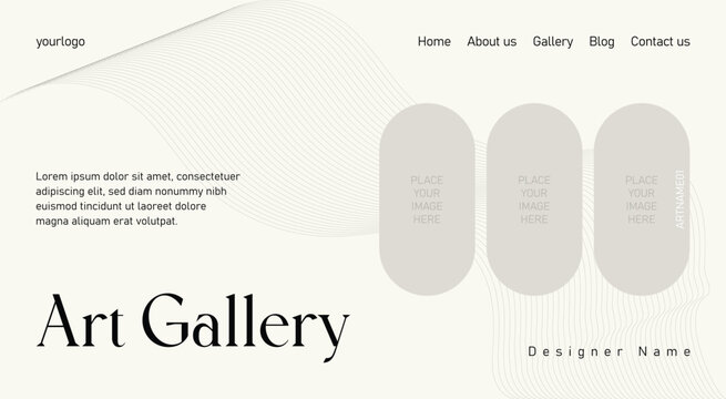 Art gallery web page minimal design template vector file