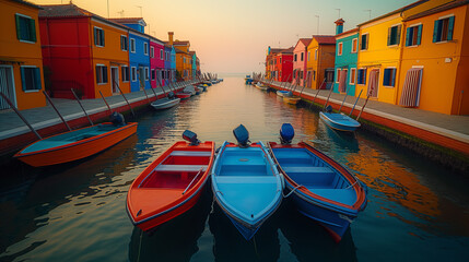 Fototapeta na wymiar Burano island in Venice, nice summer morning.