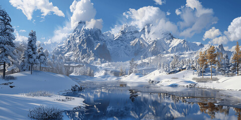 AI-generated majestic and beautiful mountains