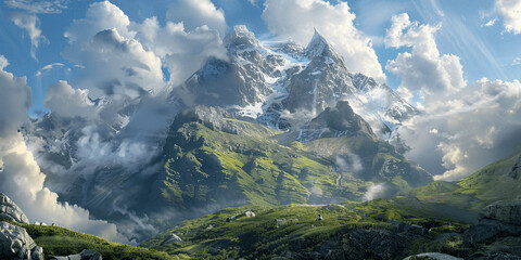 AI-generated majestic and beautiful mountains