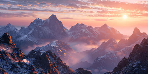 AI-generated majestic and beautiful mountains - obrazy, fototapety, plakaty