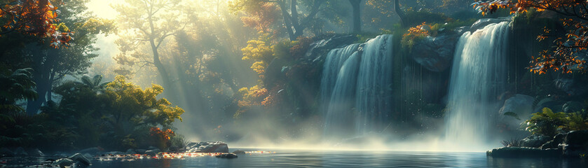 A secluded waterfall a hidden paradise - obrazy, fototapety, plakaty