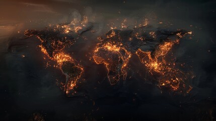 Show the world map of hot spots from wildfires, global warming