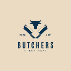 butchery knife logo vintage design template vector illustration design graphic - obrazy, fototapety, plakaty
