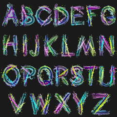 Letters of the alphabet. An alphabet of capital letters in an abstract style. Each letter is on a separate layer. - 764068160