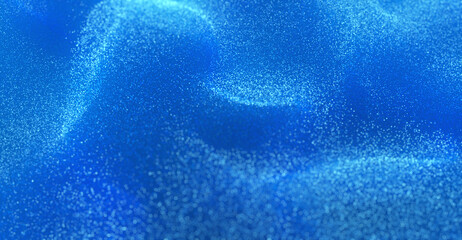 A high-tech digital background with a flowing particle stream in blue, symbolizing data flow in the digital age. 3D render