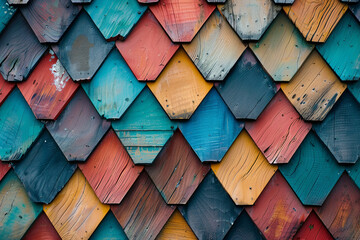 Colorful roof tiles texture pattern - obrazy, fototapety, plakaty