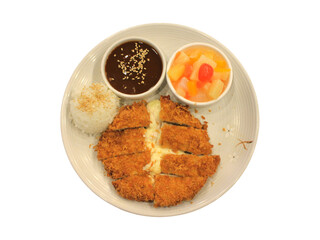 fried pork cutlet isolated on white background