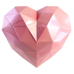 Pink polygon heart on transparent background.