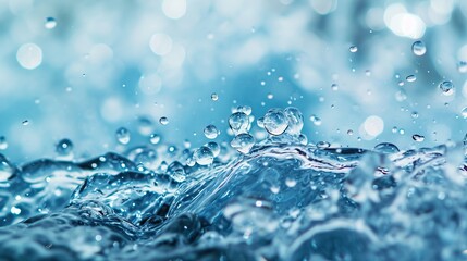 Refreshing water droplets, emphasizing clarity and purity


