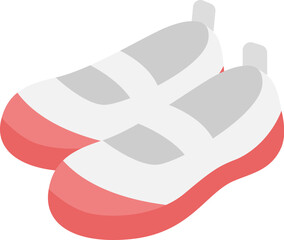 赤色の、上履きのアイコンのイラスト