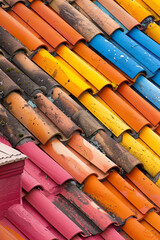 Colorful roof tiles texture pattern