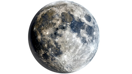 Full moon seen with a telescope on a white background - obrazy, fototapety, plakaty