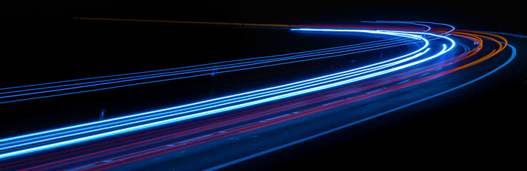 car lights at night. long exposure
