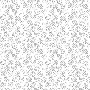 Seamless pattern with 5 different Easter eggs. Doodle vector illustration.