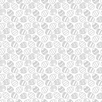 Seamless pattern with Easter eggs. Doodle vector illustration.