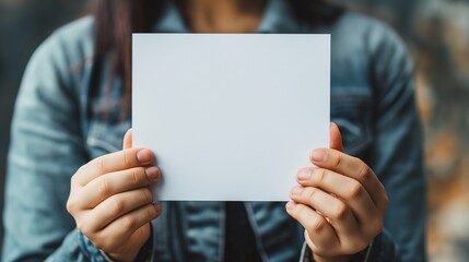 person holding blank card