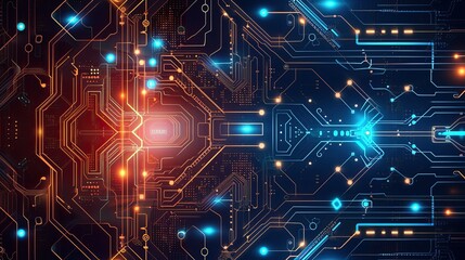 Technology-themed background with circuit board patterns and futuristic elements


