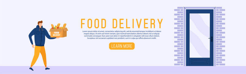 Fast food delivery to your home. Vector cartoon illustration. Food service.