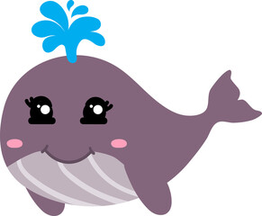 cute whale cartoon, sea animal