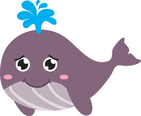 cute whale cartoon, sea animal