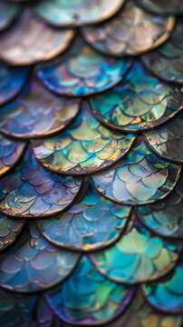 Close-up of iridescent fish scales