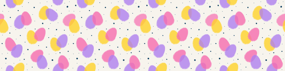 Abstract Easter banner with colourful eggs. Design of a seamless pattern. Panoramic header. Vector illustration
