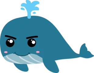 Tuinposter cute whale cartoon, sea animal  © titima157